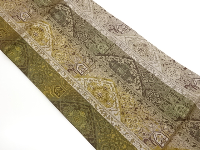 JAPANESE NAGOYA OBI / WOVEN FLOWER ARABESQUE